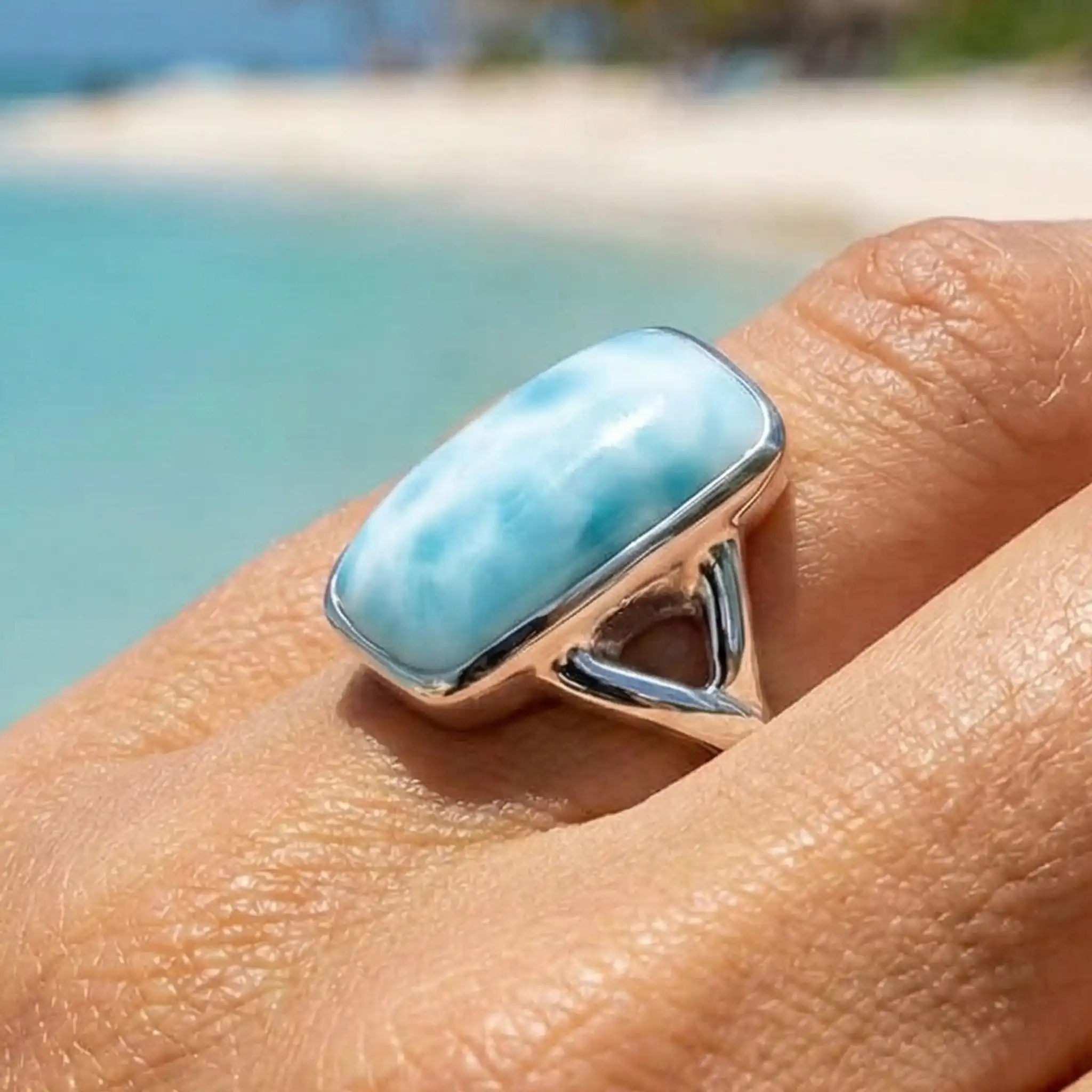 Larimar Brie Rectangle Ring
