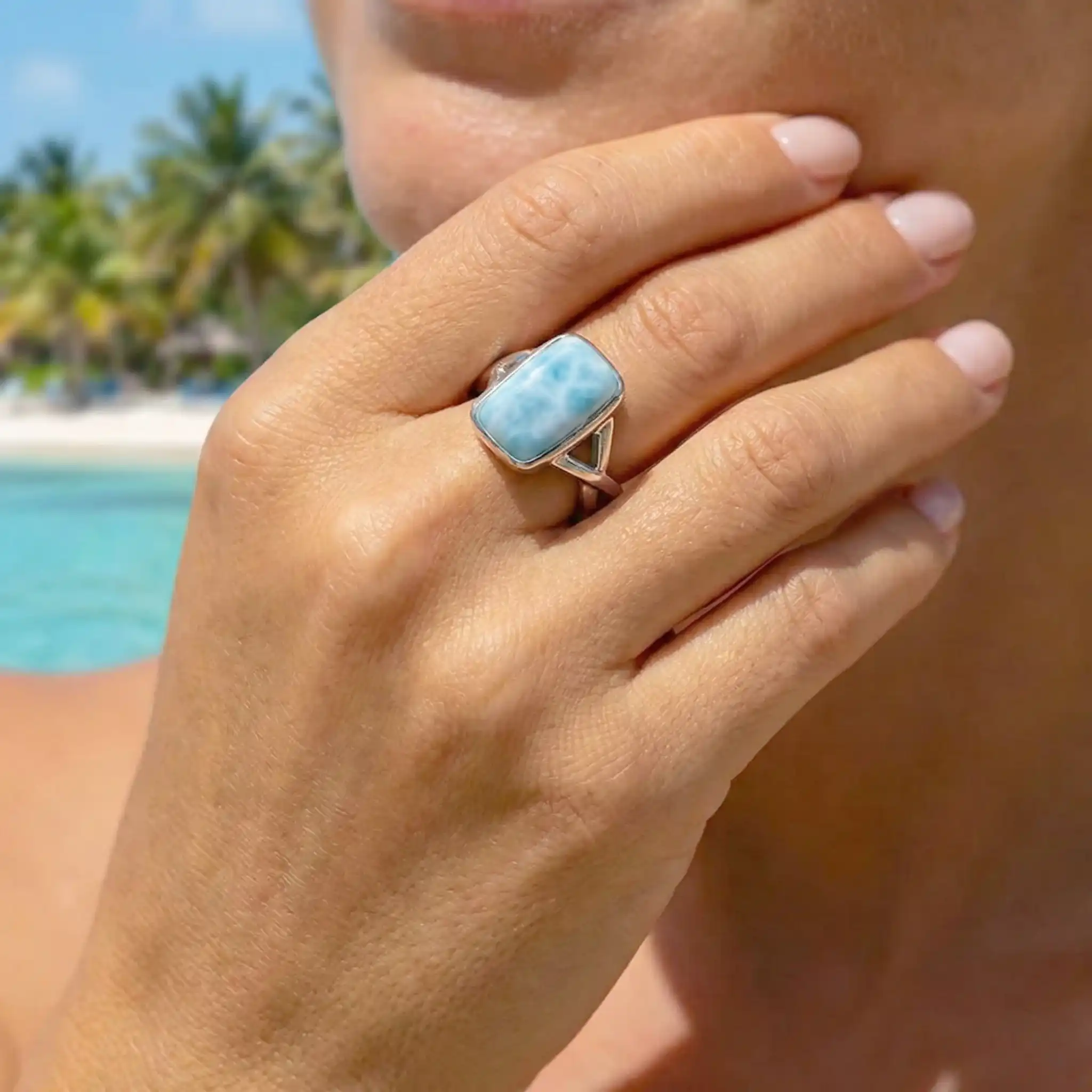Larimar Brie Rectangle Ring