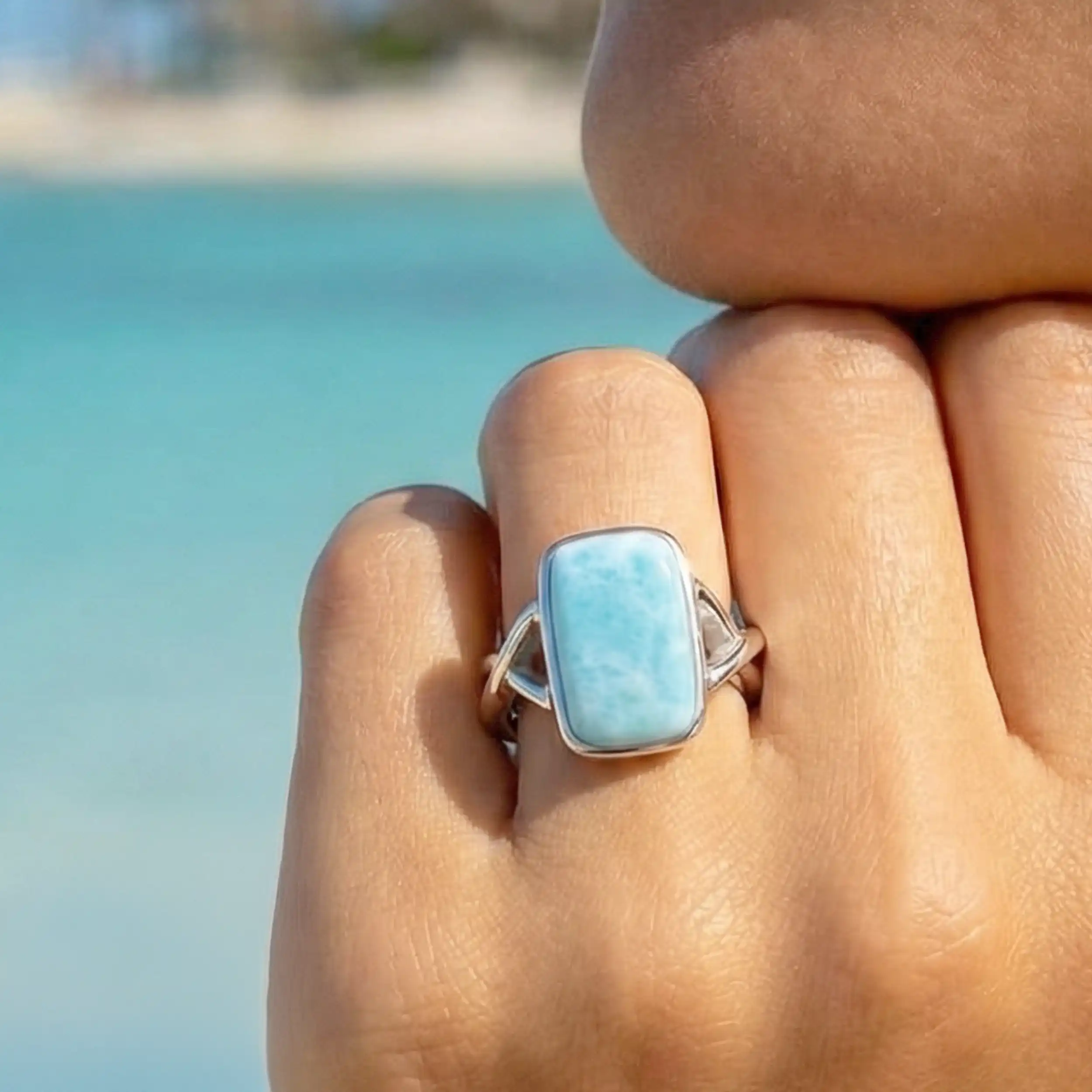 Larimar Brie Rectangle Ring