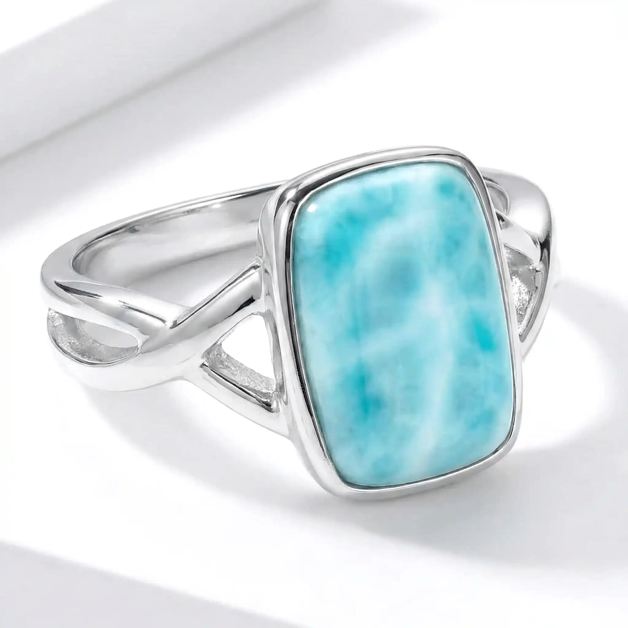 Larimar Brie Rectangle Ring