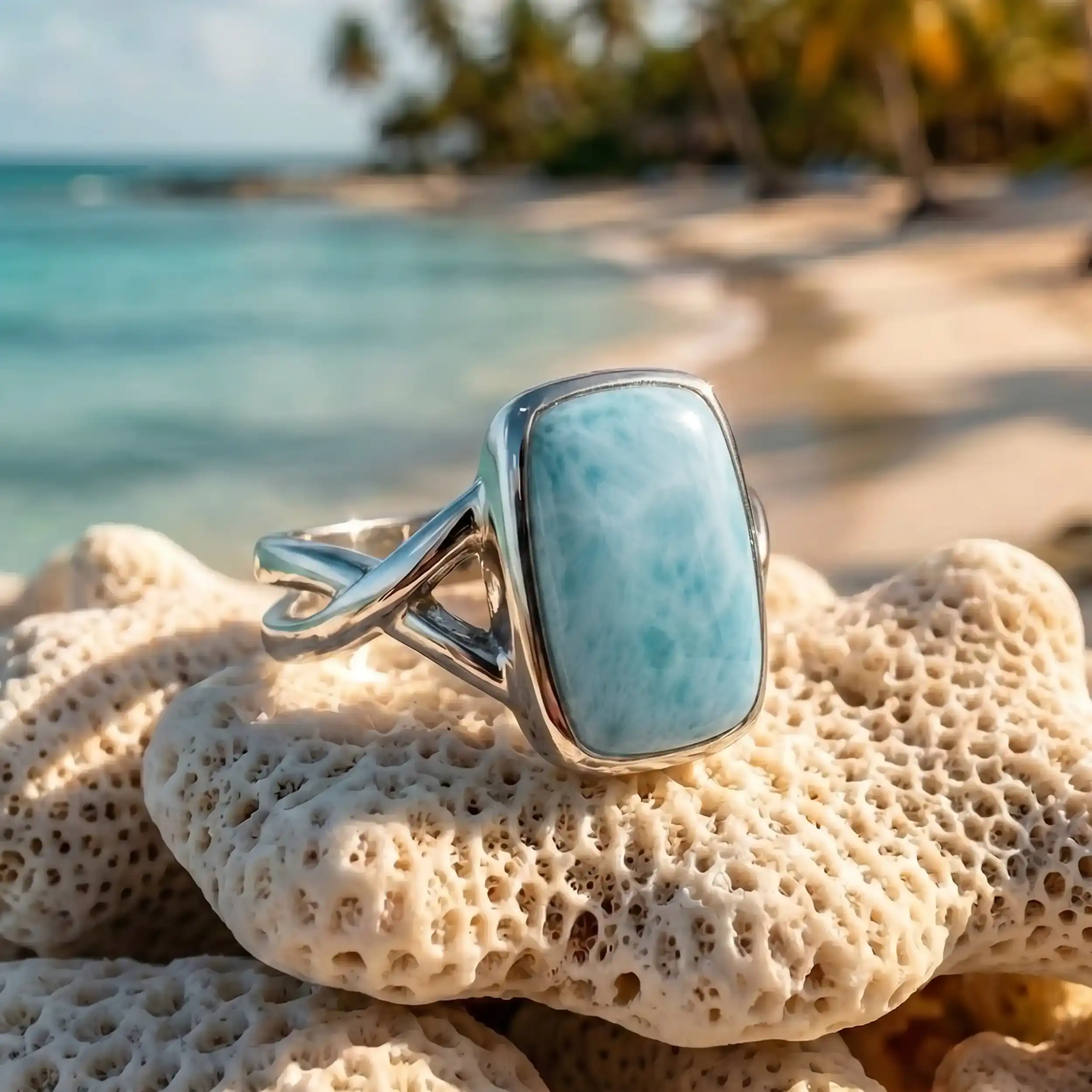 Larimar Brie Rectangle Ring