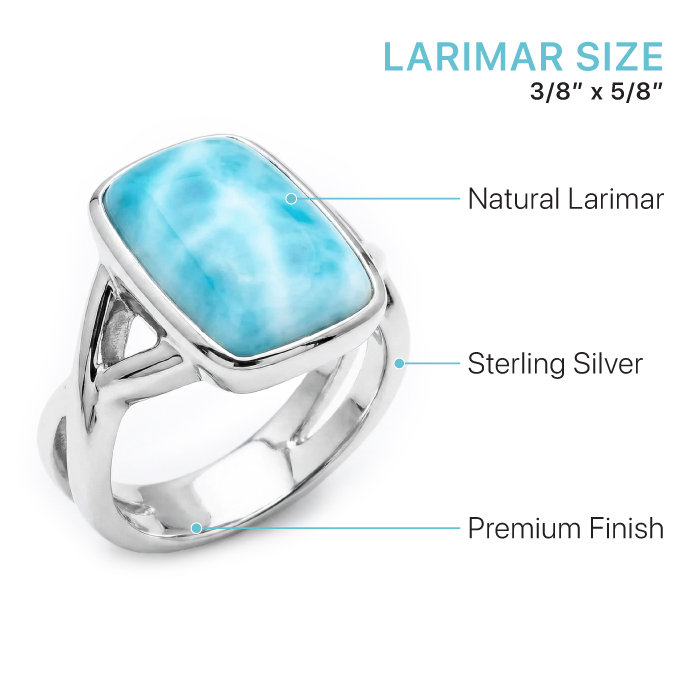 thumbnail image 2 of Natural Larimar Gemstone Ring - 925 Sterling Silver - Handmade Gift For Girlfriend - All Sizes 2 of 6
