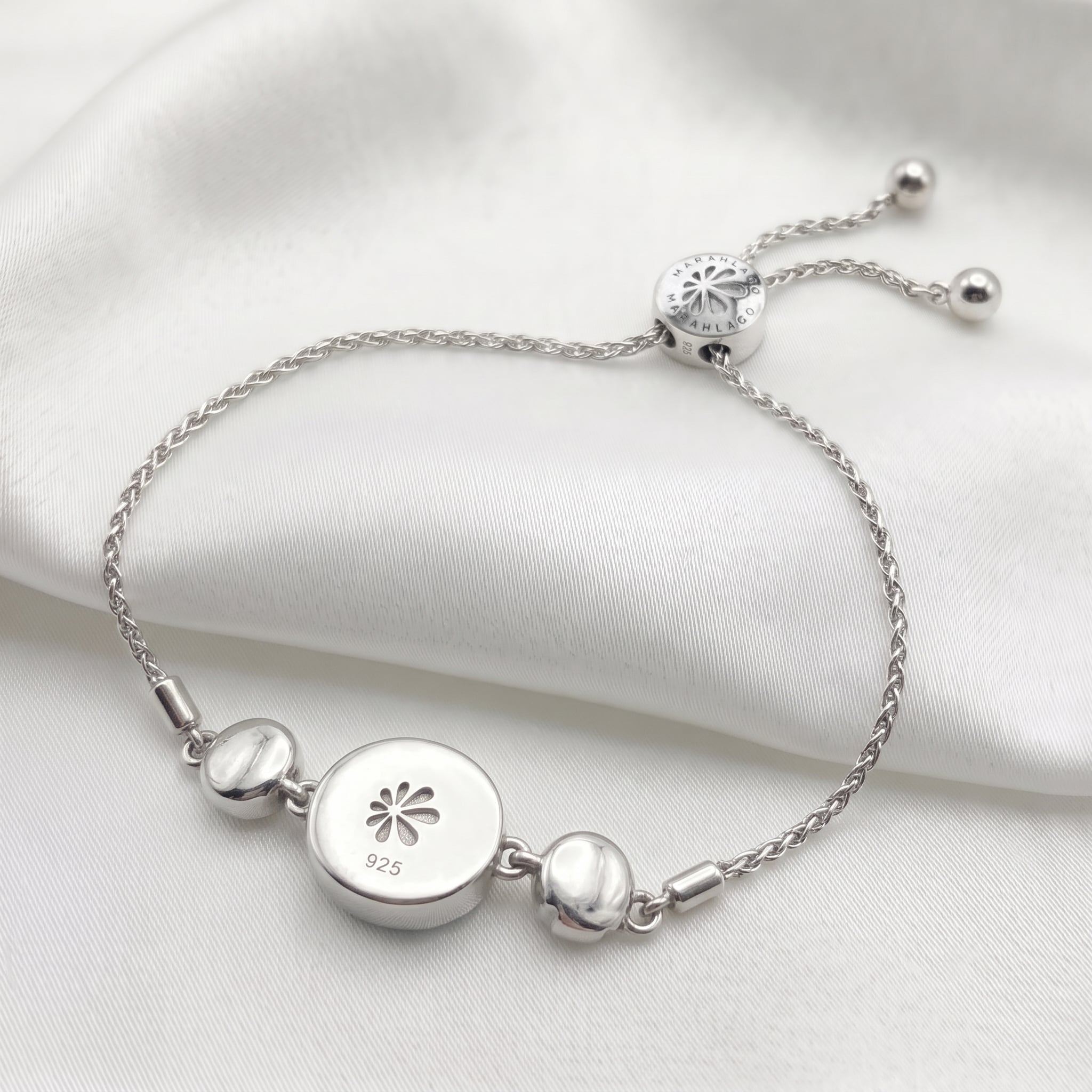 Sand Dollar Bracelet with silver and larimar Adjustable Bolo Bracelet by Marahlago 