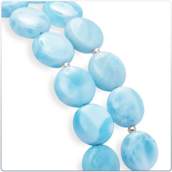 Larimar Sterling Silver Seafoam Adjustable Link Bracelet Marahlago Jewelry round Gemstone 