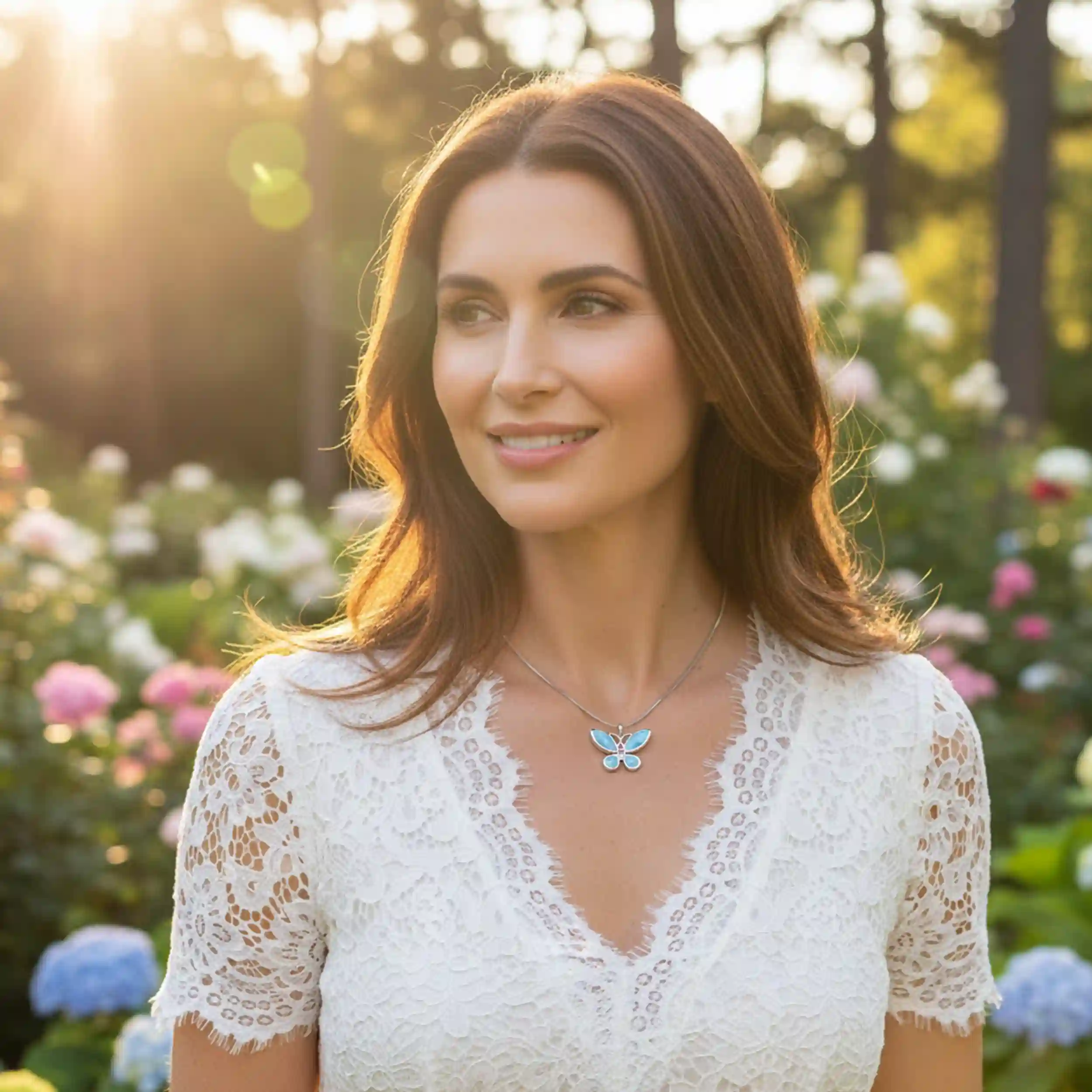 Butterfly Necklace in Silver and larimar by marahlago