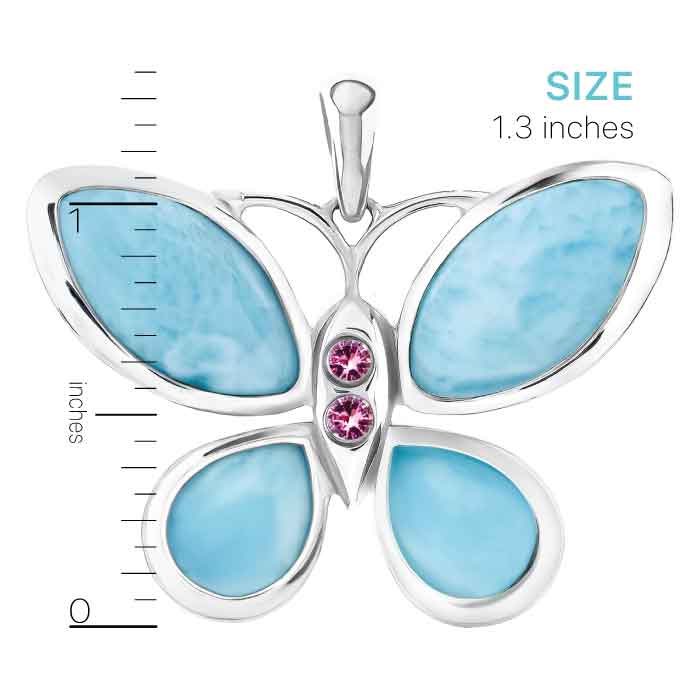 Butterfly Necklace in Silver and larimar