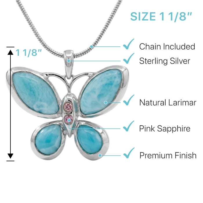 Butterfly Necklace in Silver and larimar by marahlago