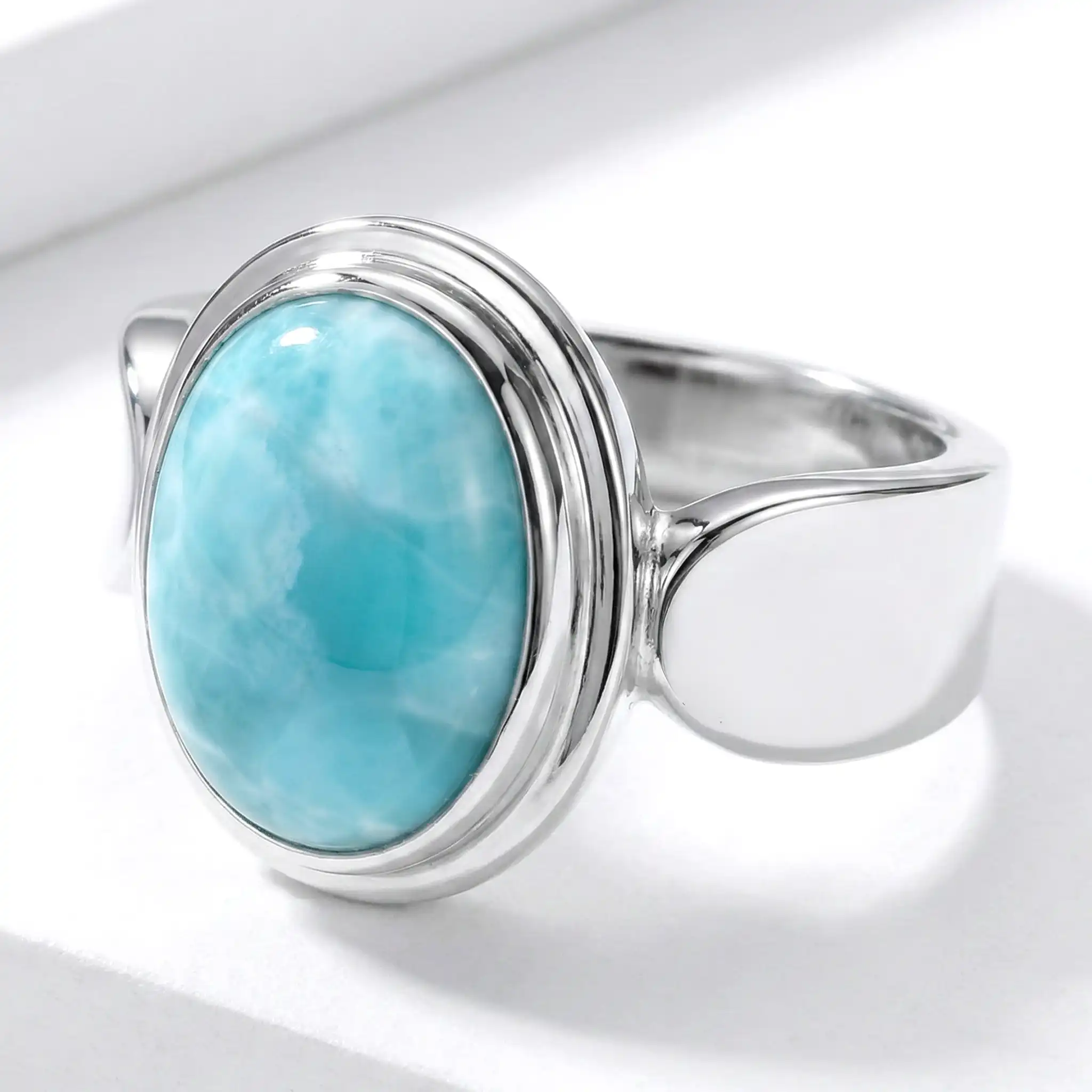 Silver Larimar Ring Caressa