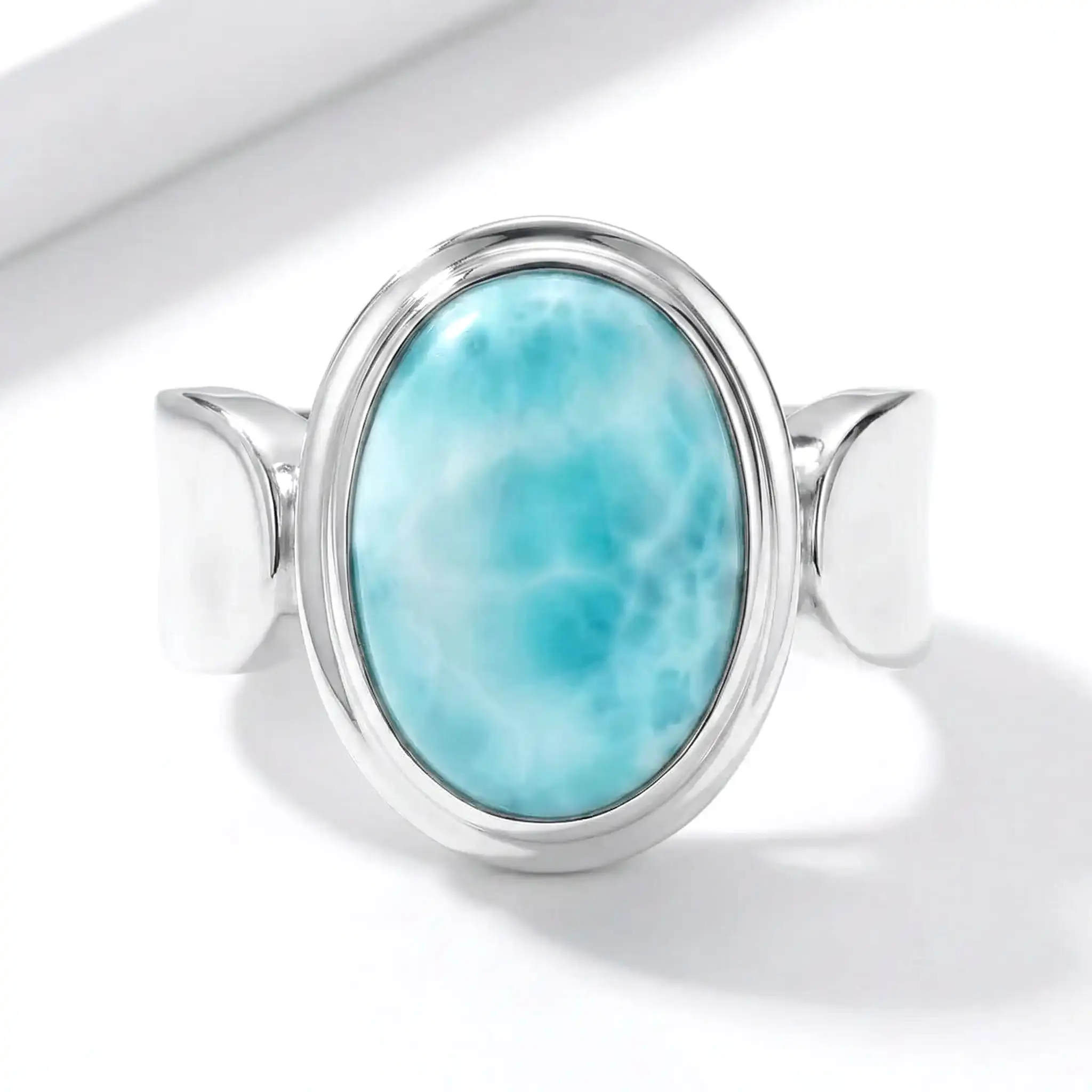 Larimar Caressa Ring Sterling Silver Marahlago