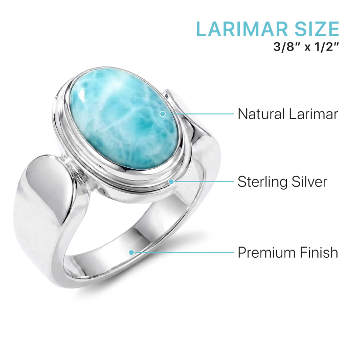 Larimar Caressa Ring Sterling Silver Marahlago