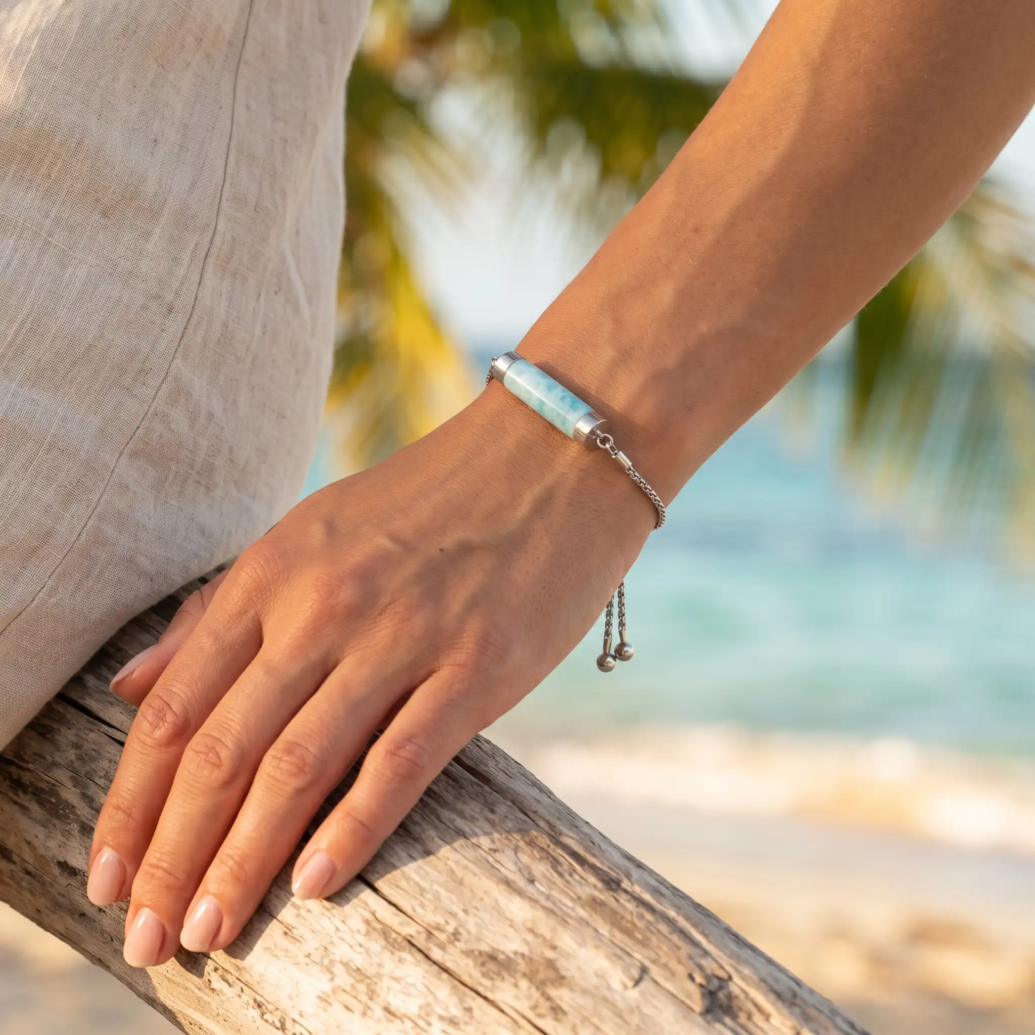 Bolo Bracelet in sterling silver with larimar by marahlago