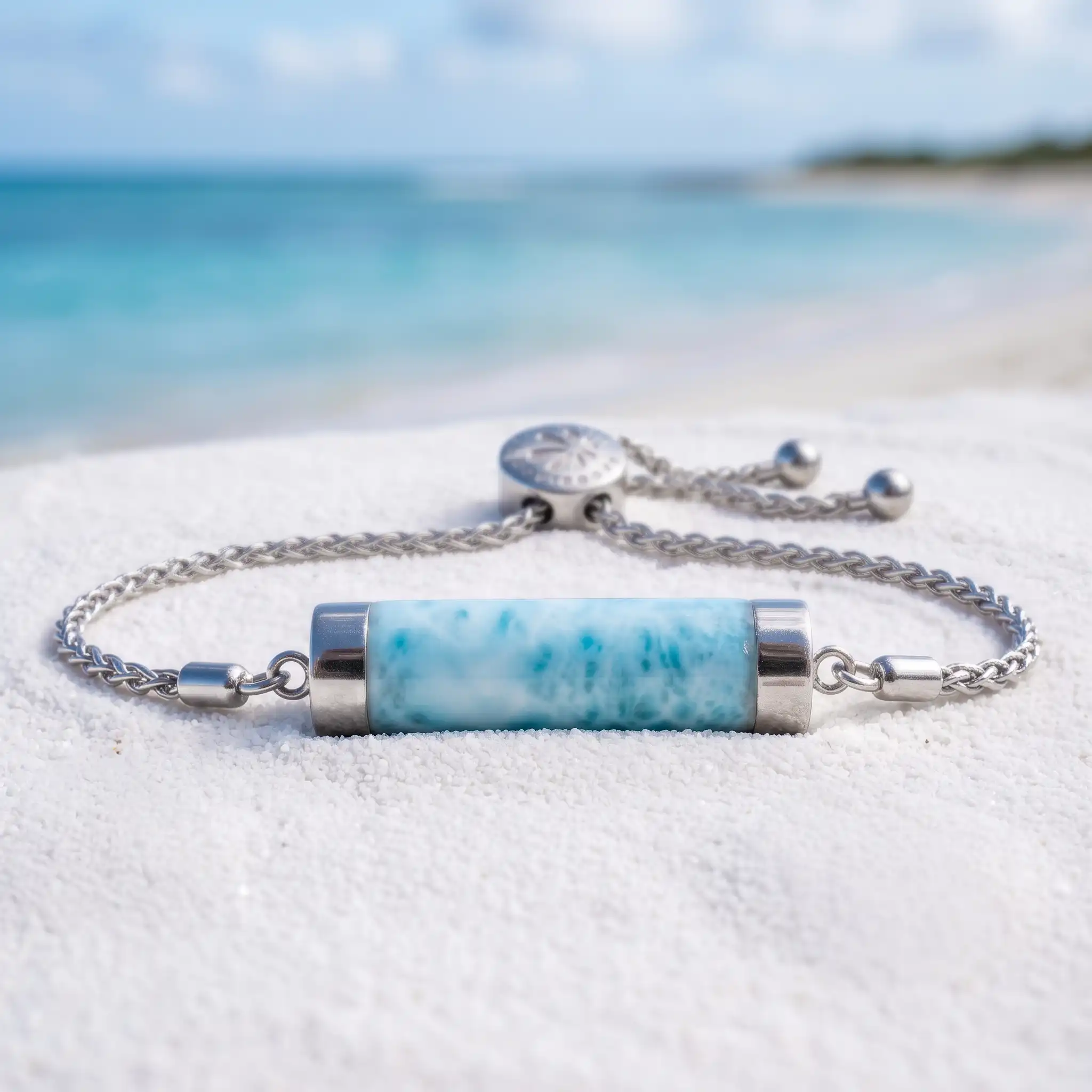 Bolo Bracelet in sterling silver with larimar by marahlago