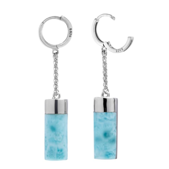 Larimar Sterling Silver Castaway Hoop Earrings Marahlago Jewelry 