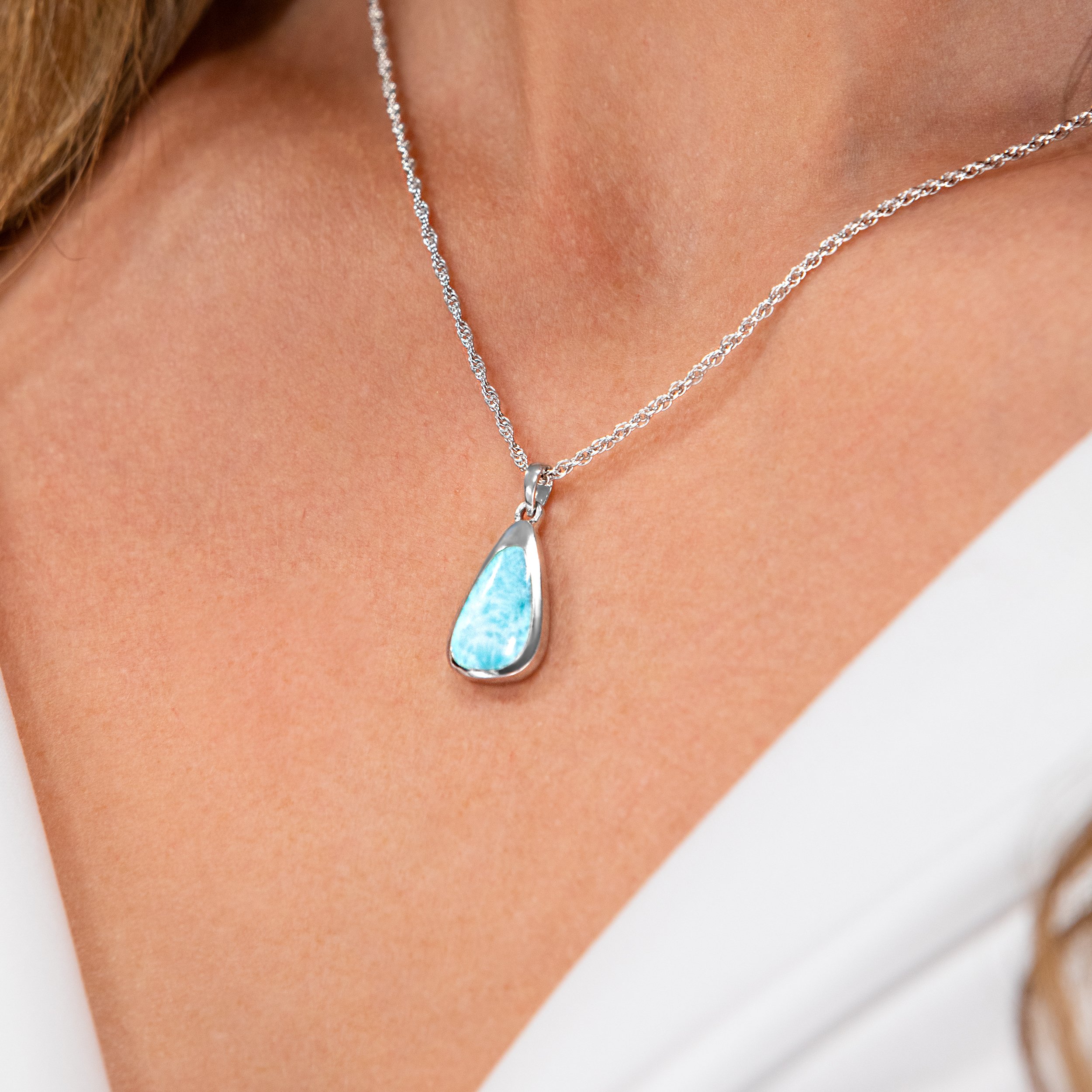 ヴィンテージ 刻印 有名 Marahlago ラリマー シルバー ペンダント Simple Necklace with larimar and silver by marahlago