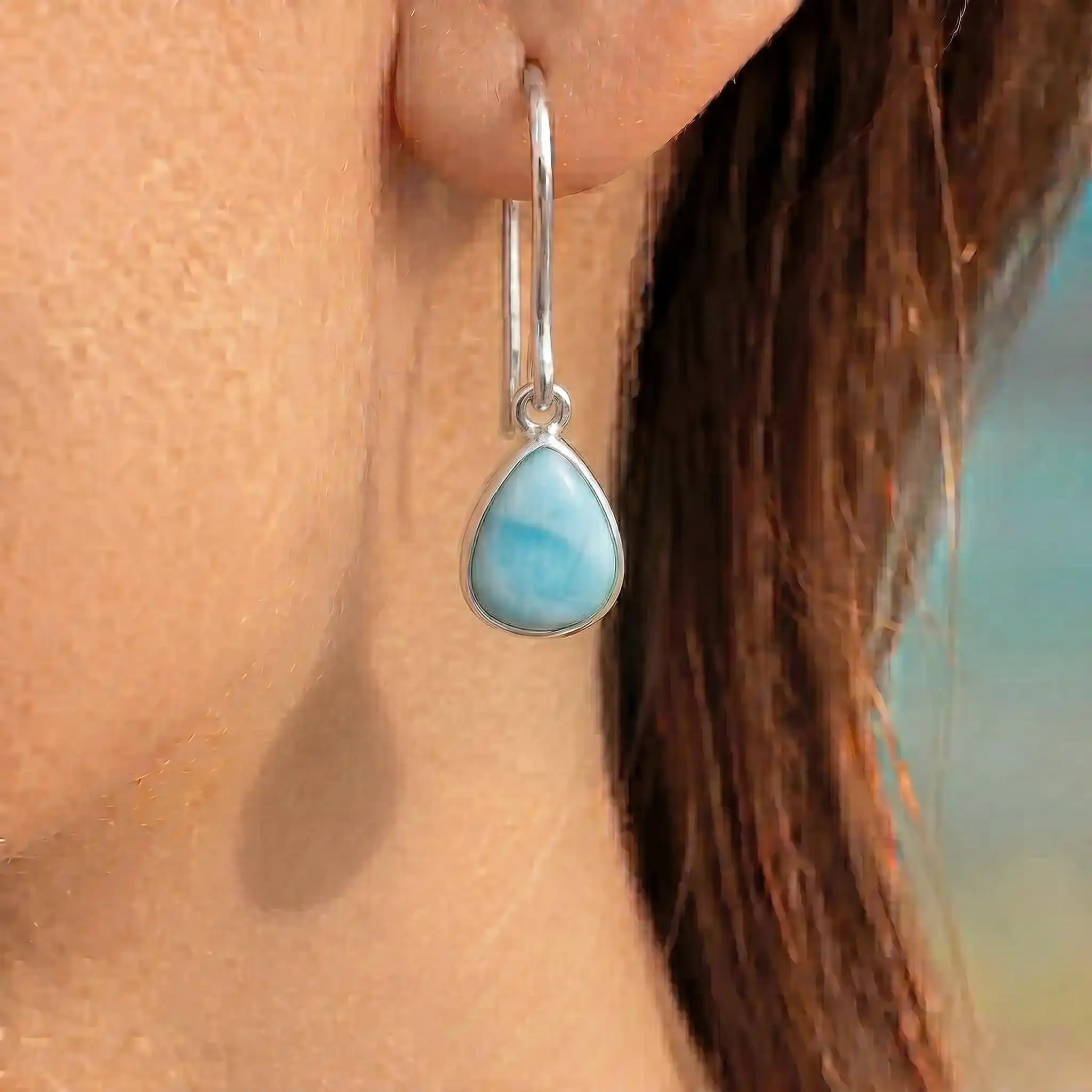 CHEYENNE LARIMAR SILVER EARRINGS