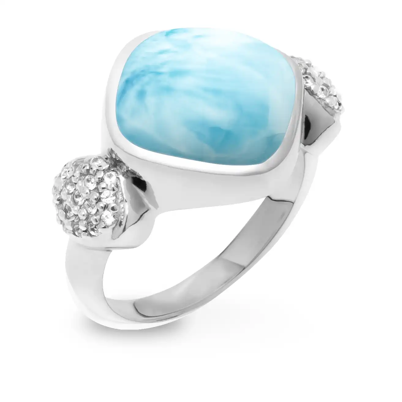 thumbnail image 2 of Natural Larimar Gemstone Ring - 925 Sterling Silver - Handmade Gift For Girlfriend - All Sizes 2 of 6