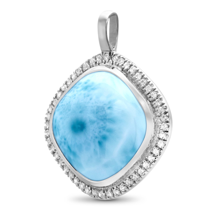 Halo Necklace in Sterling silver with larimar