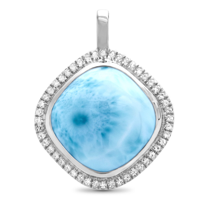 Halo Necklace in Sterling silver with larimar