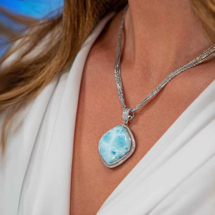 Large larimar Necklace 