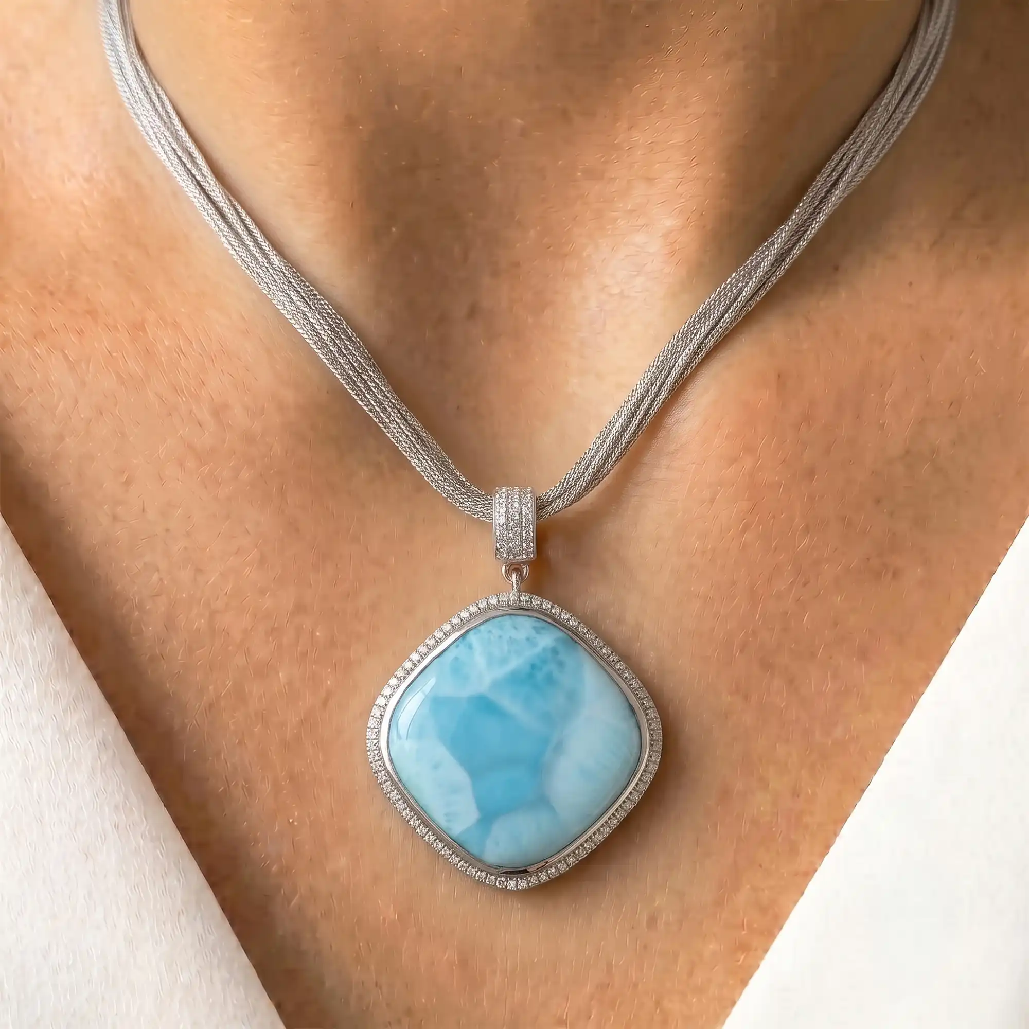 Large larimar Necklace 