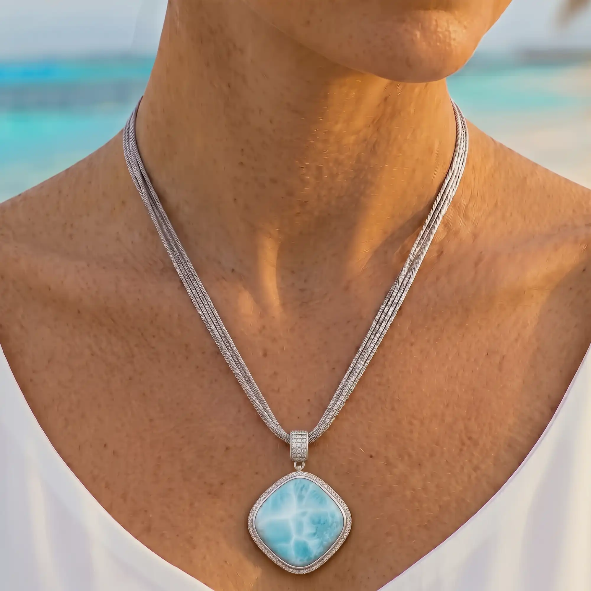 CLARITY CUSHION LARIMAR NECKLACE