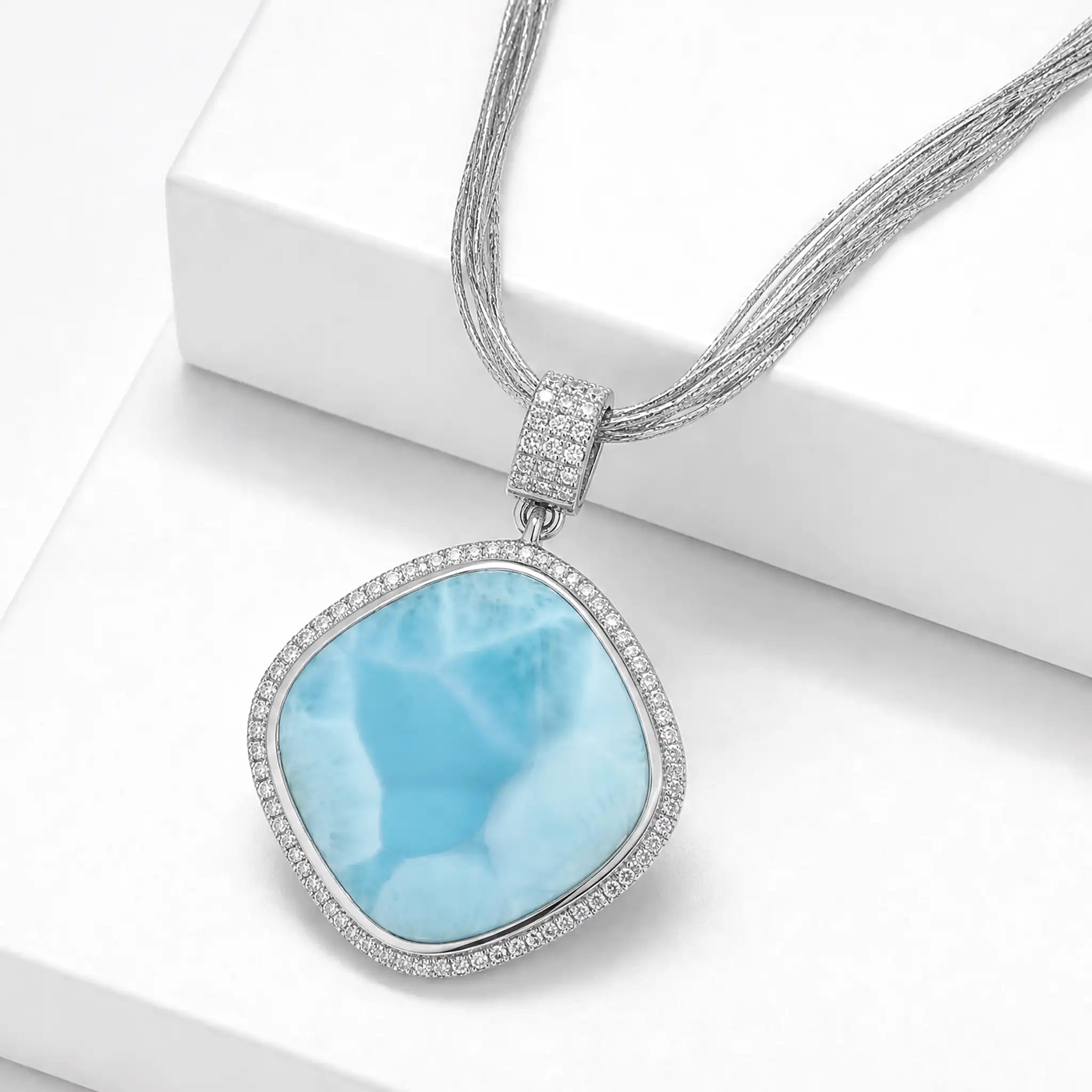 Large larimar Necklace 