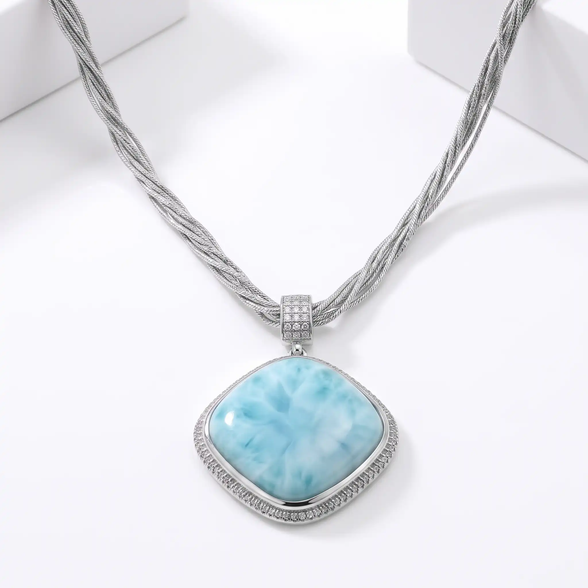 Large larimar Necklace 