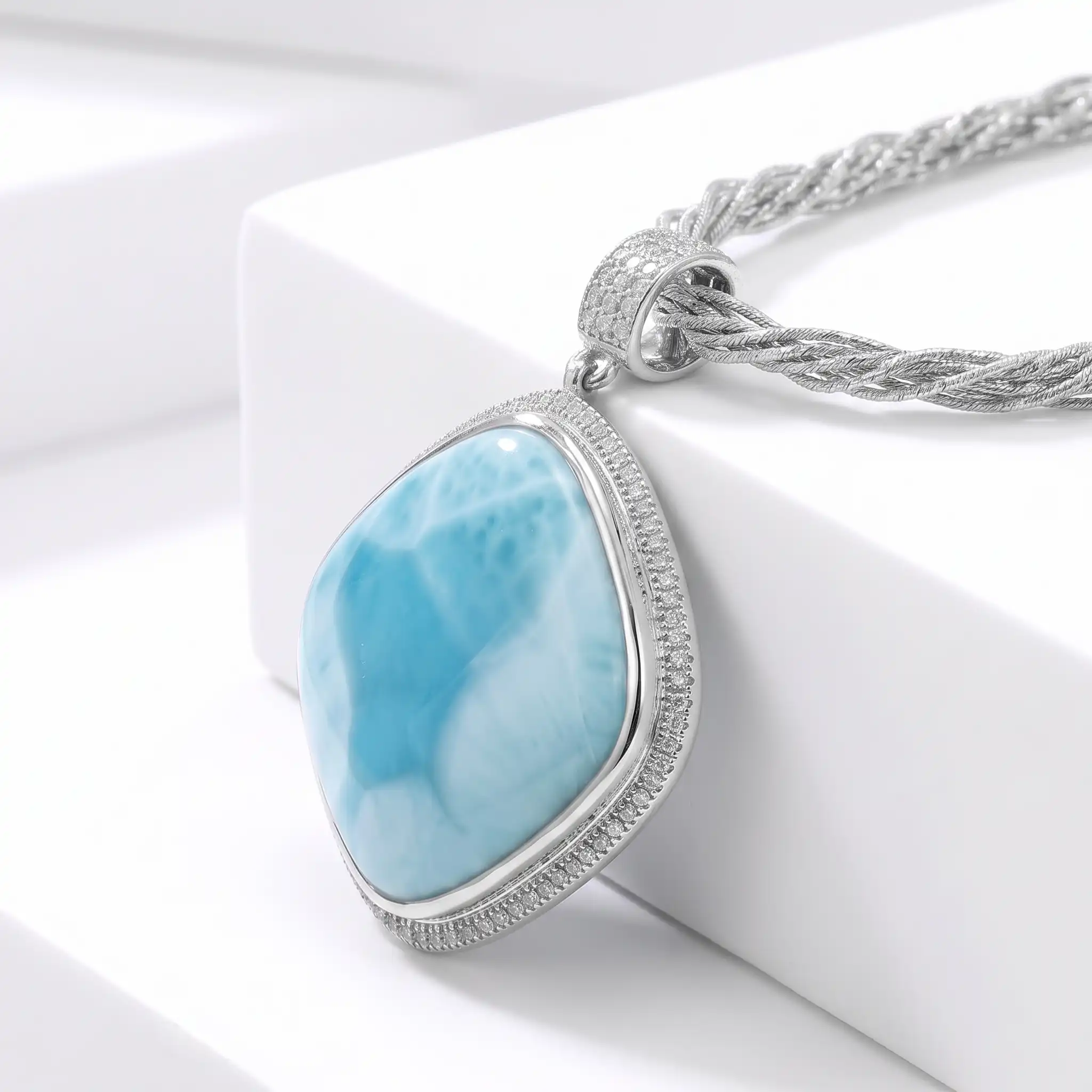 Large larimar Necklace 