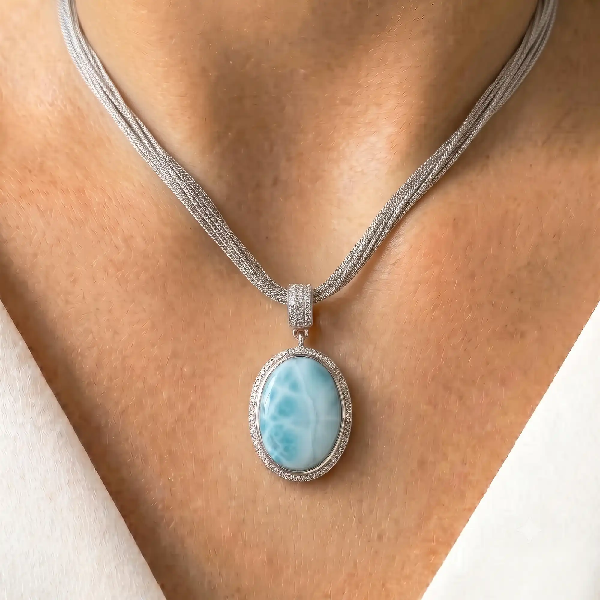 Larimar Long Oval Necklace