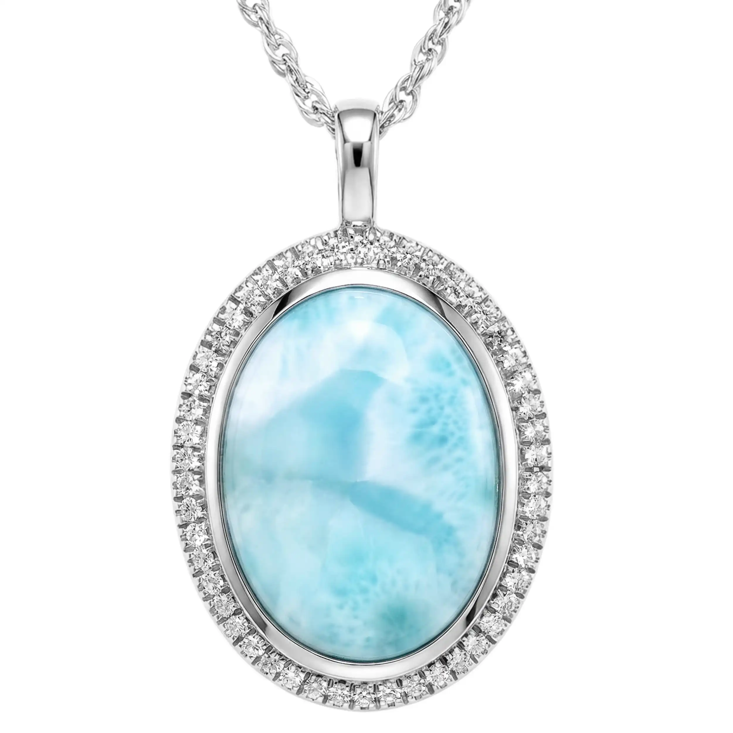Larimar Clarity Oval Necklace with Sapphires Silver by Marahlago