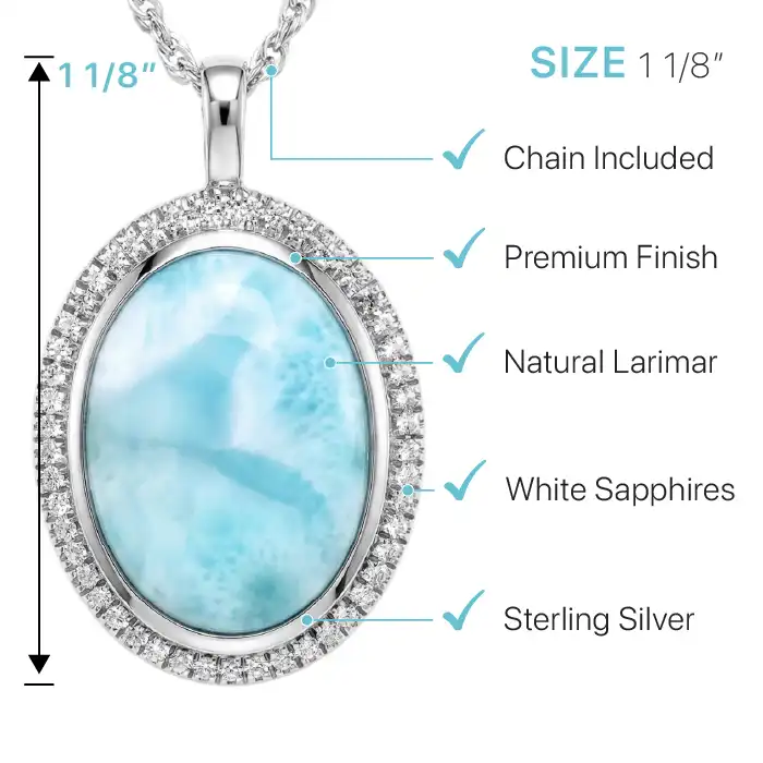 Larimar Clarity Oval Necklace with Sapphires Silver by Marahlago