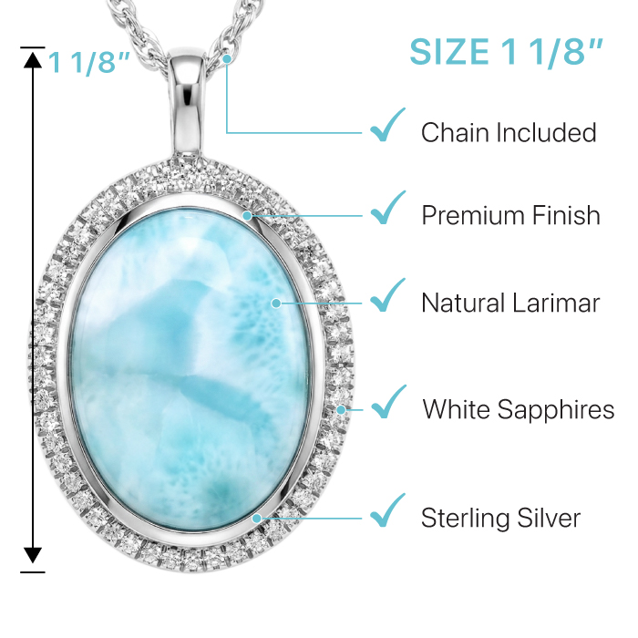 Larimar Clarity Oval Necklace with Sapphires Silver by Marahlago