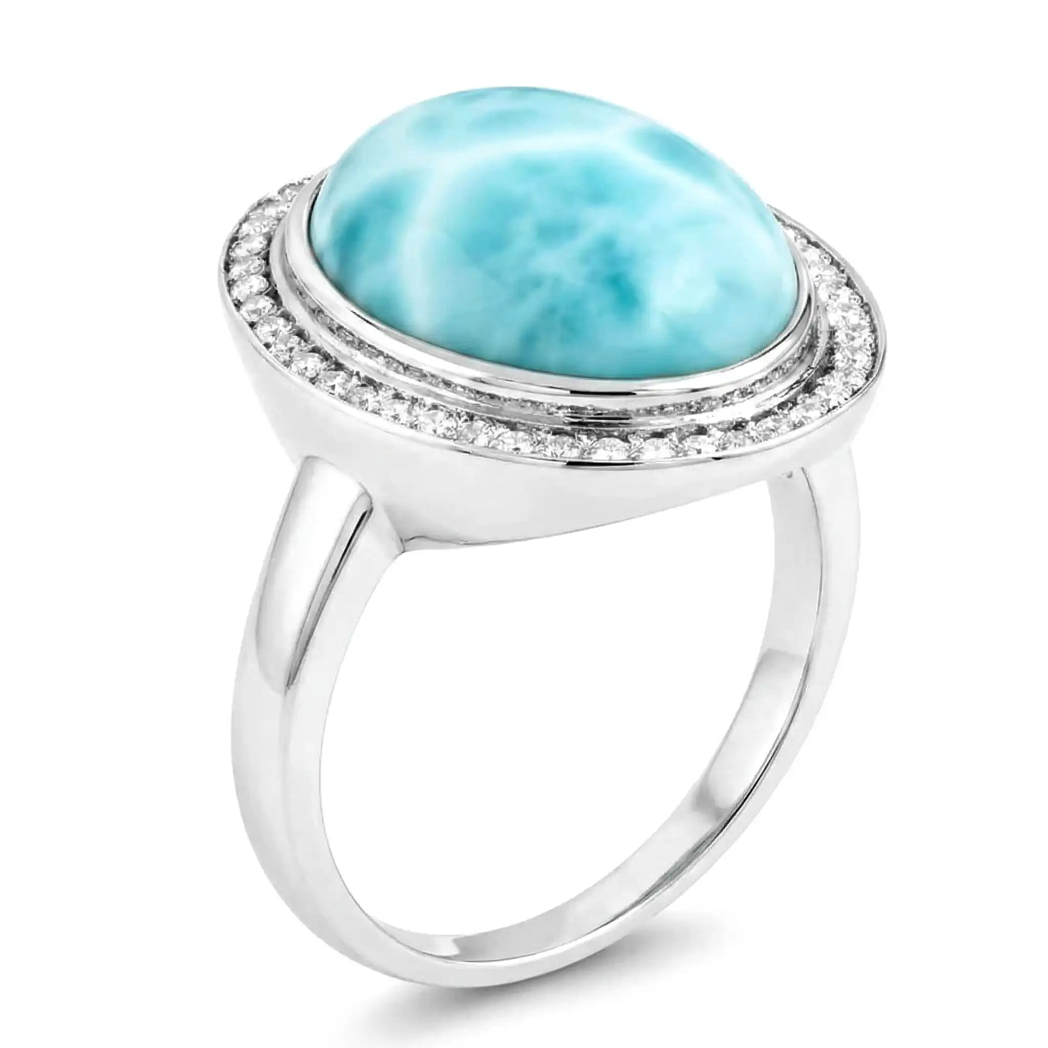 Larimar Ring Silver Halo Marahlago
