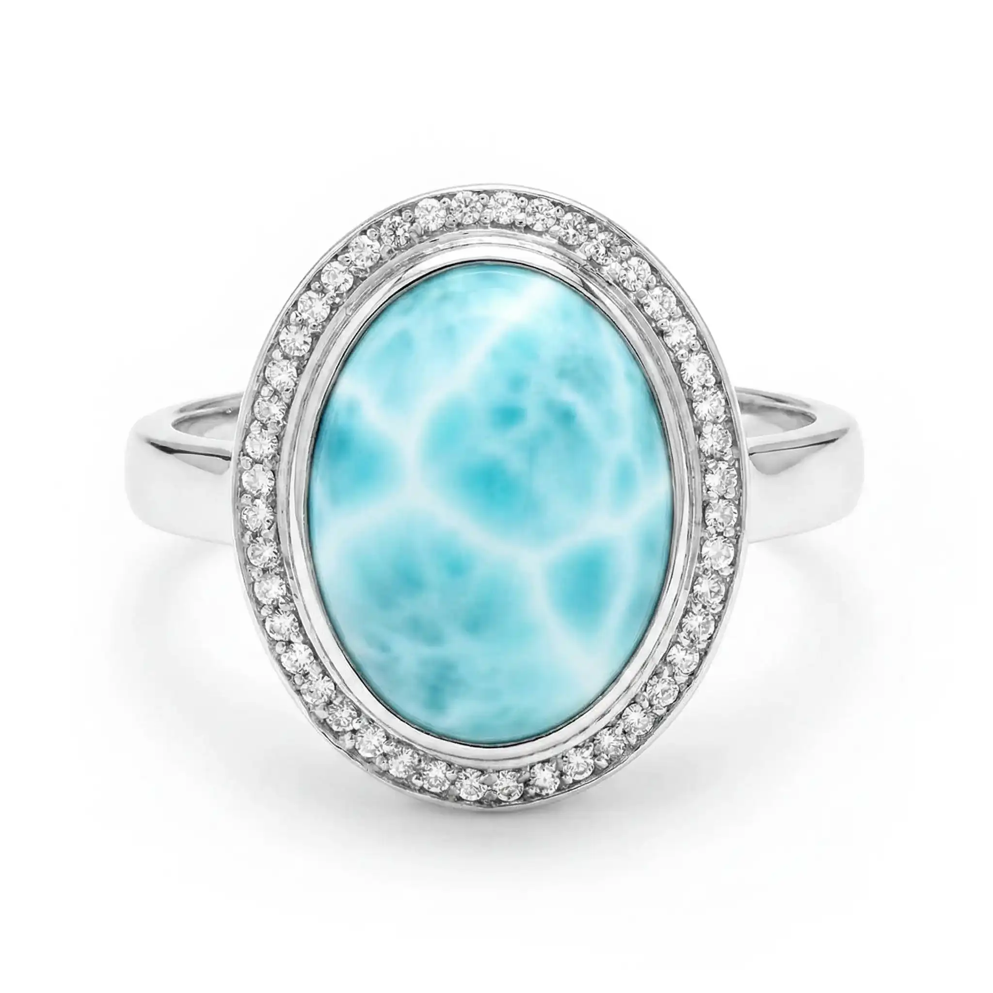 Larimar Ring Silver Halo Marahlago
