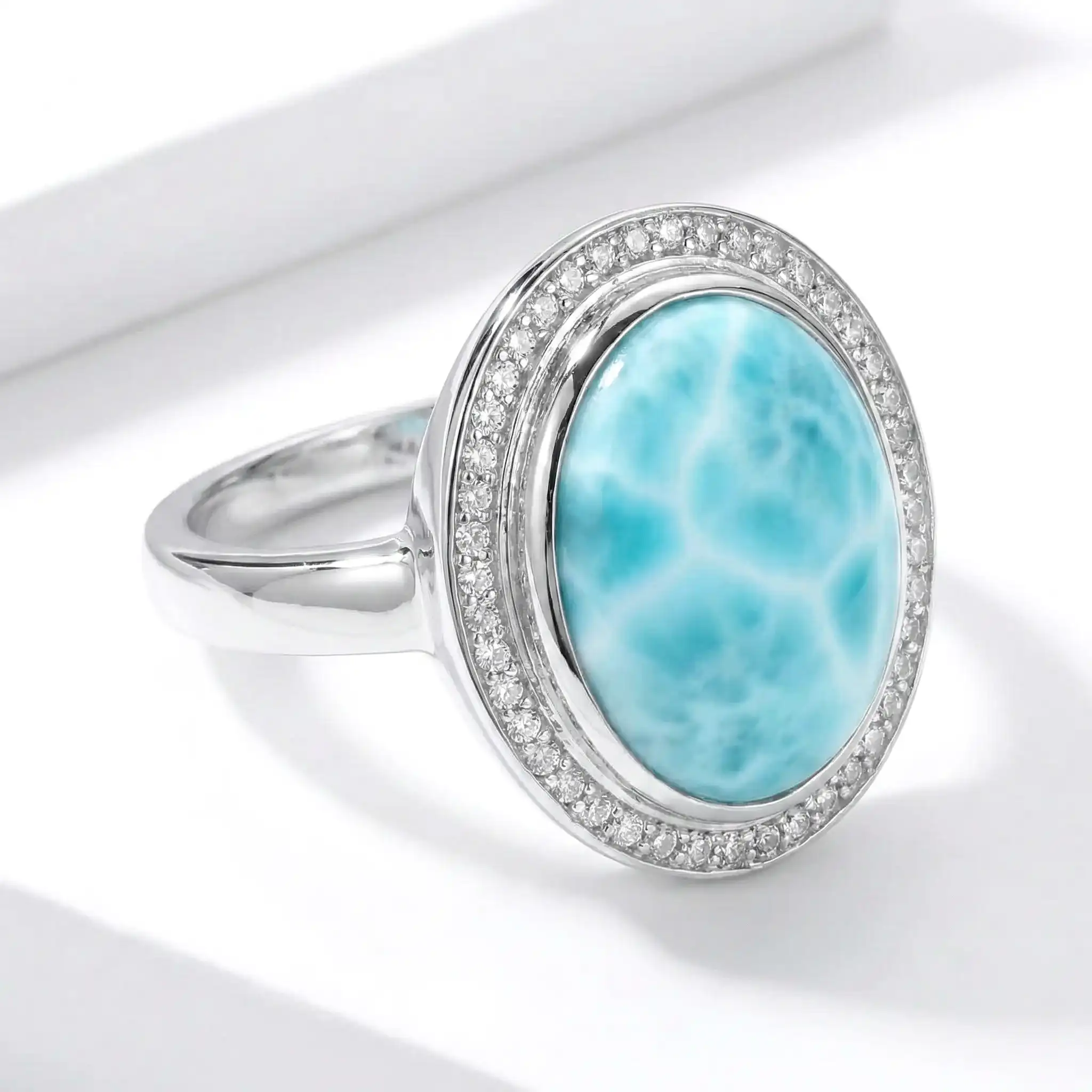 Larimar Clarity Oval Ring Sterling silver marahlago