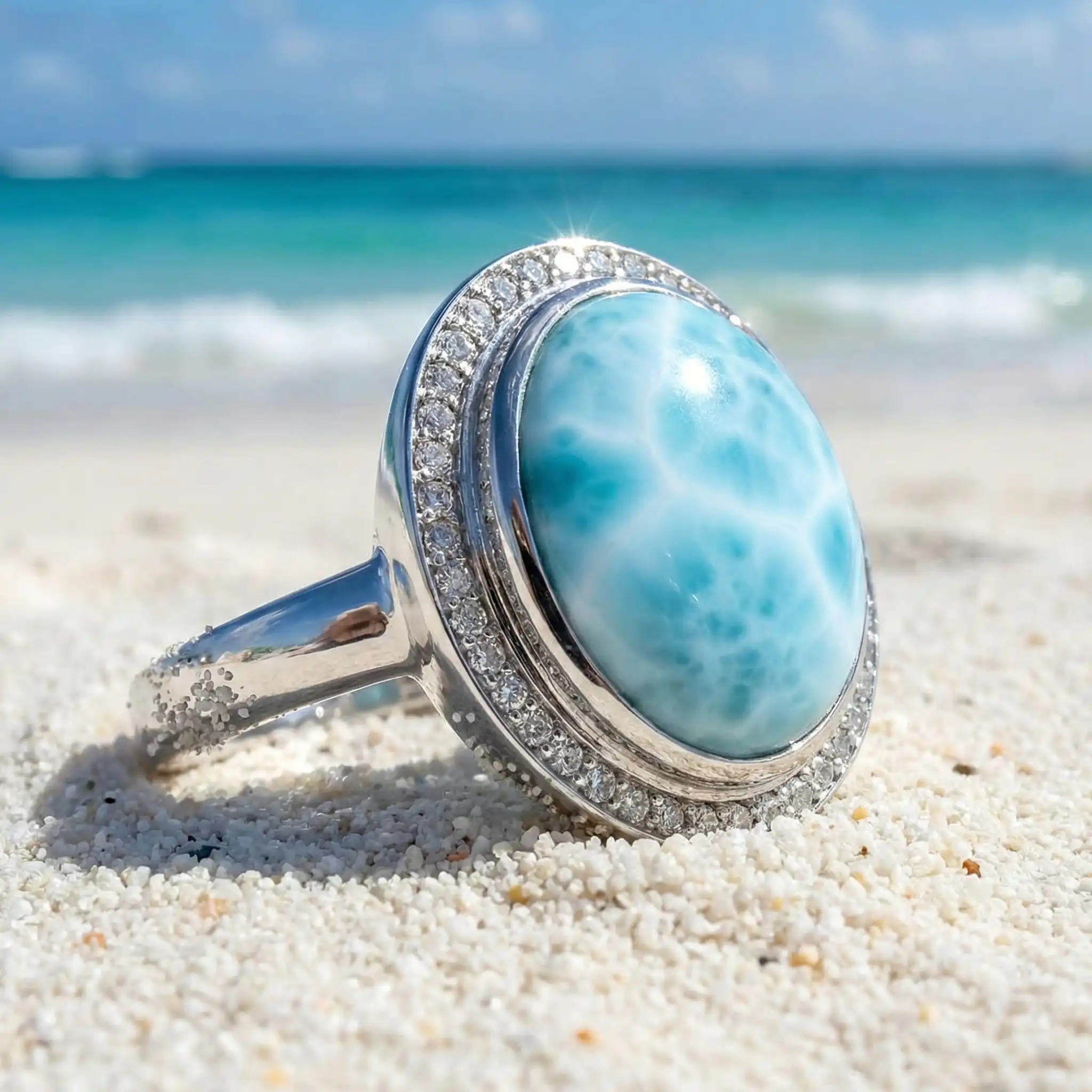 Larimar Clarity Oval Ring Sterling silver marahlago