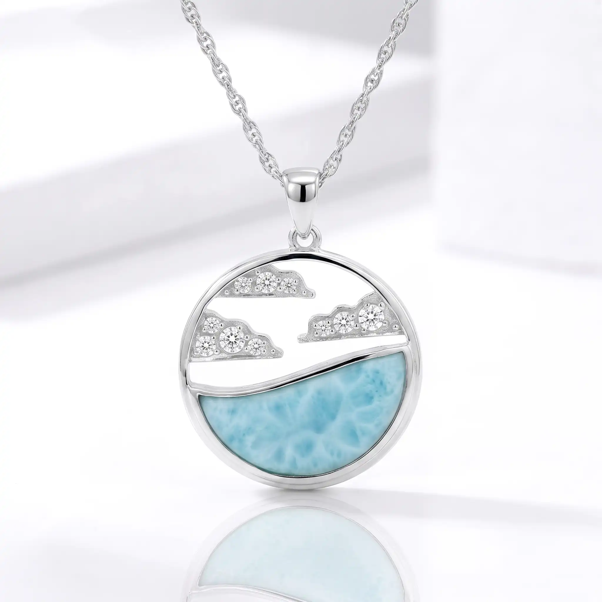 Larimar Cloud Necklace Sterling Silver Marahlago