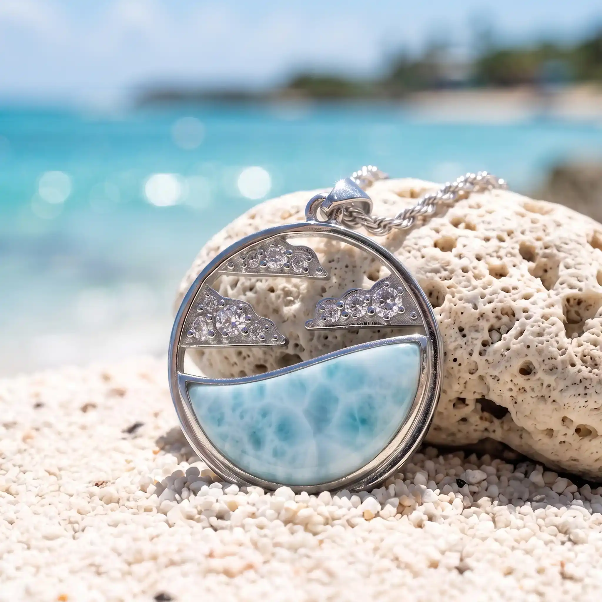Larimar Cloud Necklace Sterling Silver Marahlago