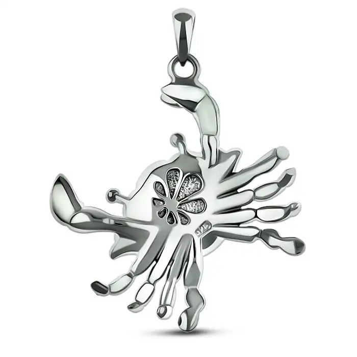 Crab Necklace in sterling silver and Larimar 