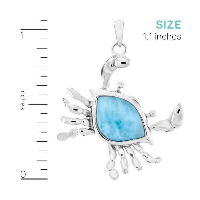 Crab Necklace in sterling silver and Larimar 