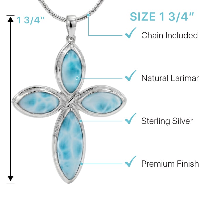 Larimar Cross Sterling Silver Necklace