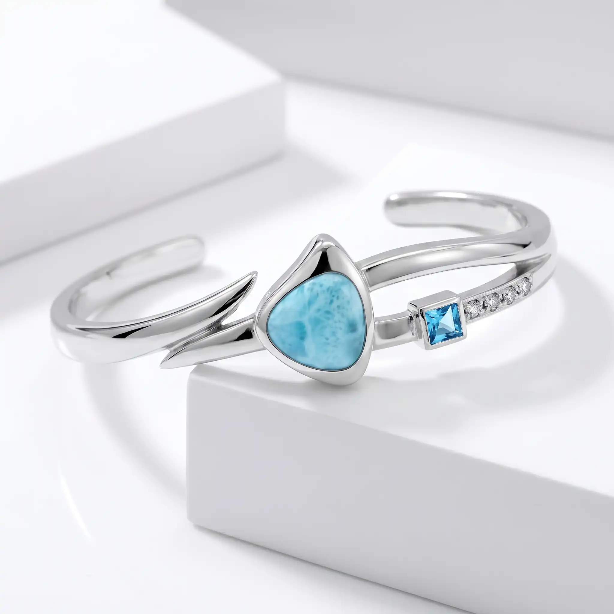 Larimar Curva Sterling Silver Cuff Bracelet