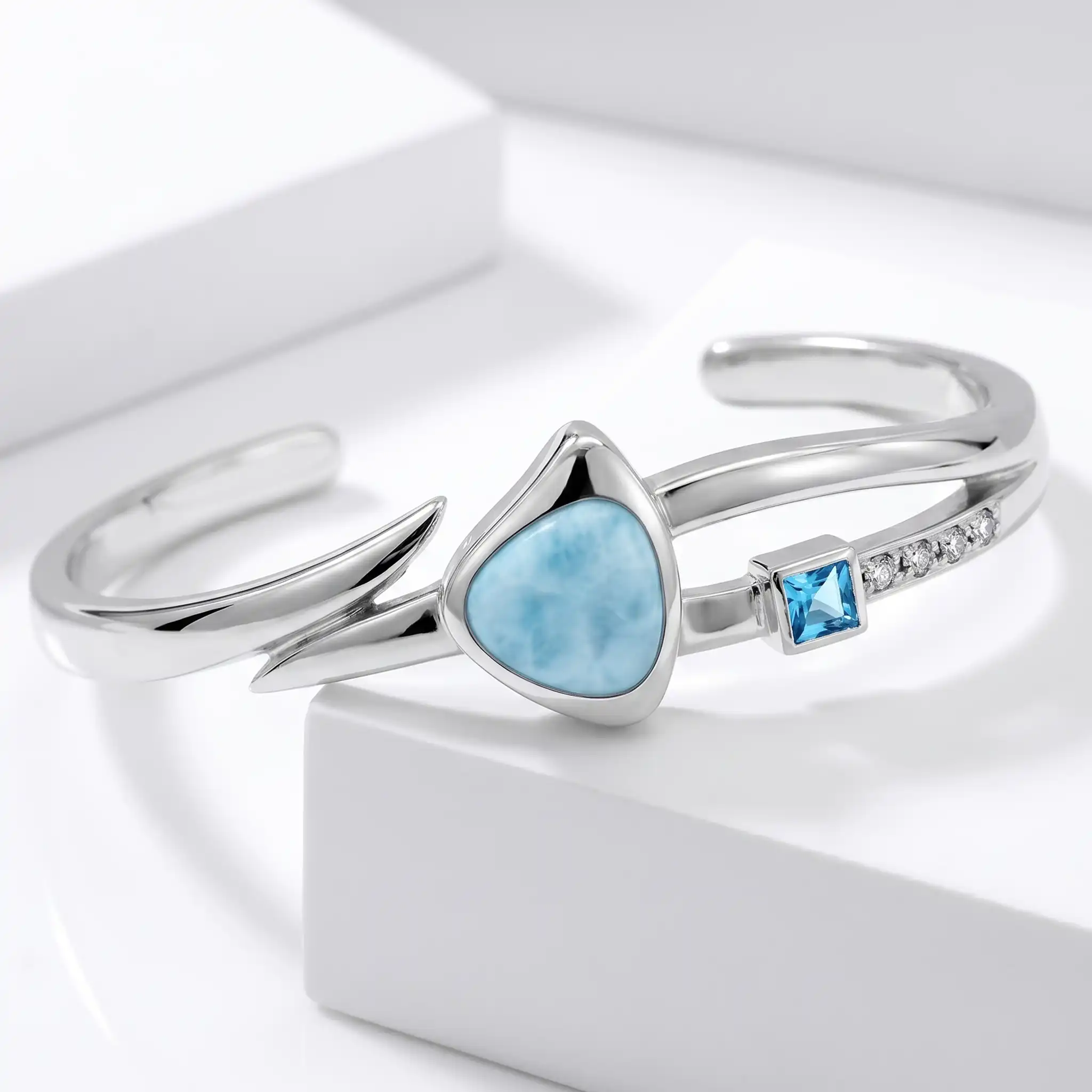 Larimar Curva Sterling Silver Cuff Bracelet