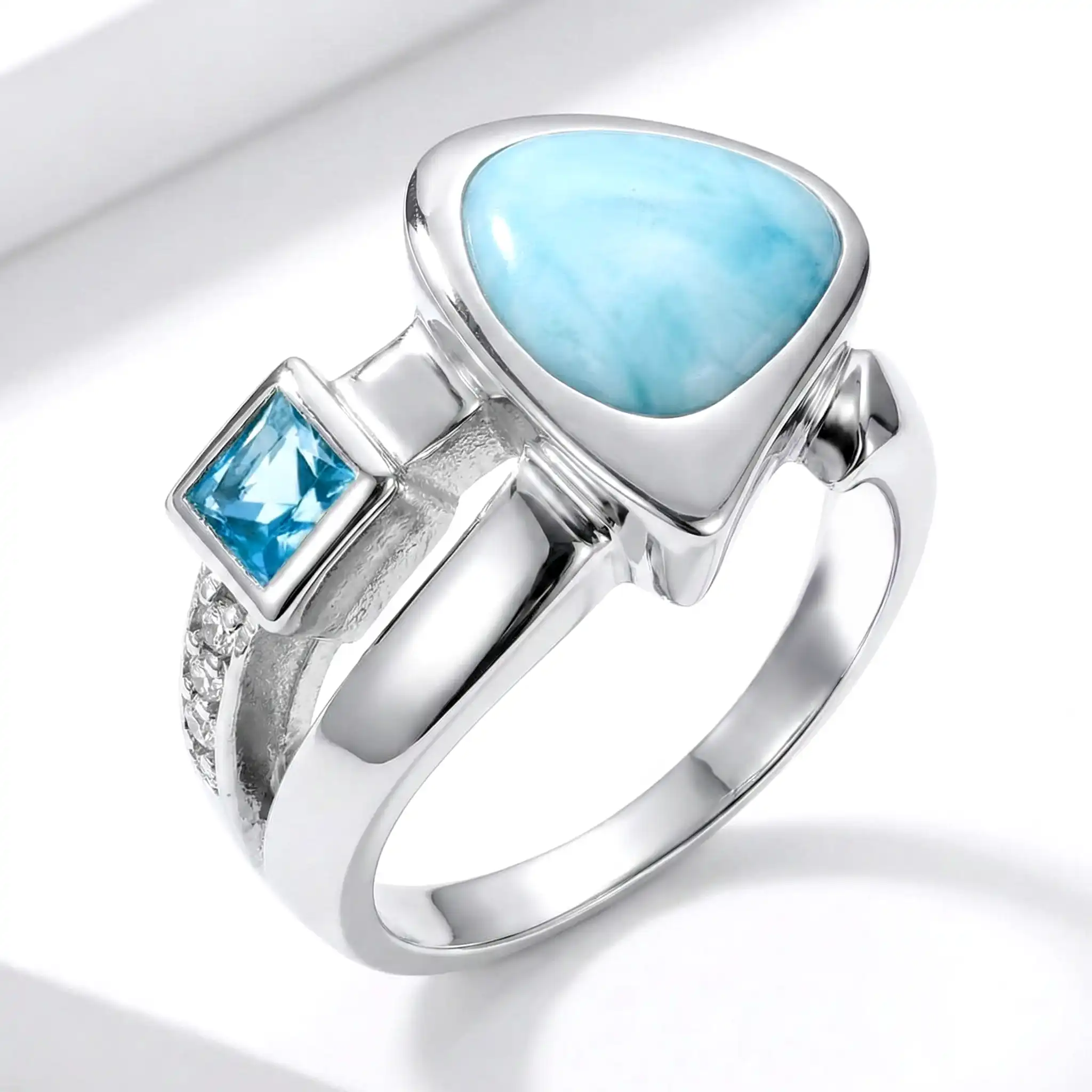 Larimar Curva Sterling Silver Ring