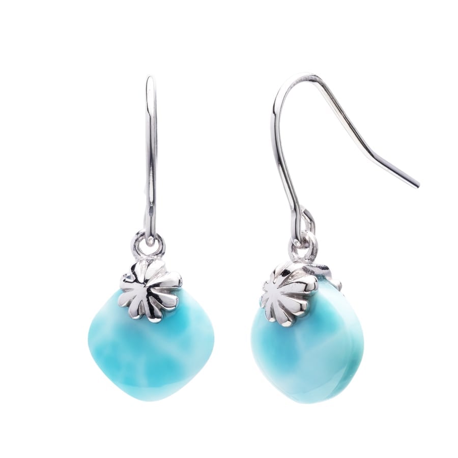 Cute Earrings with larimar white background