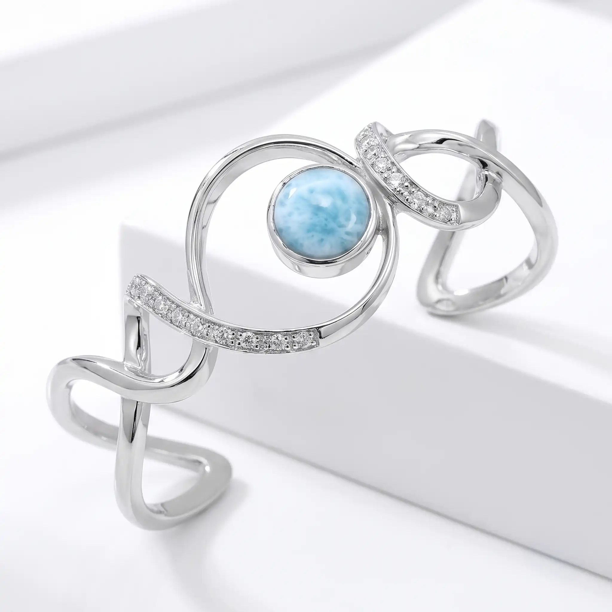 Larimar Dante Sterling Silver Cuff Bracelet
