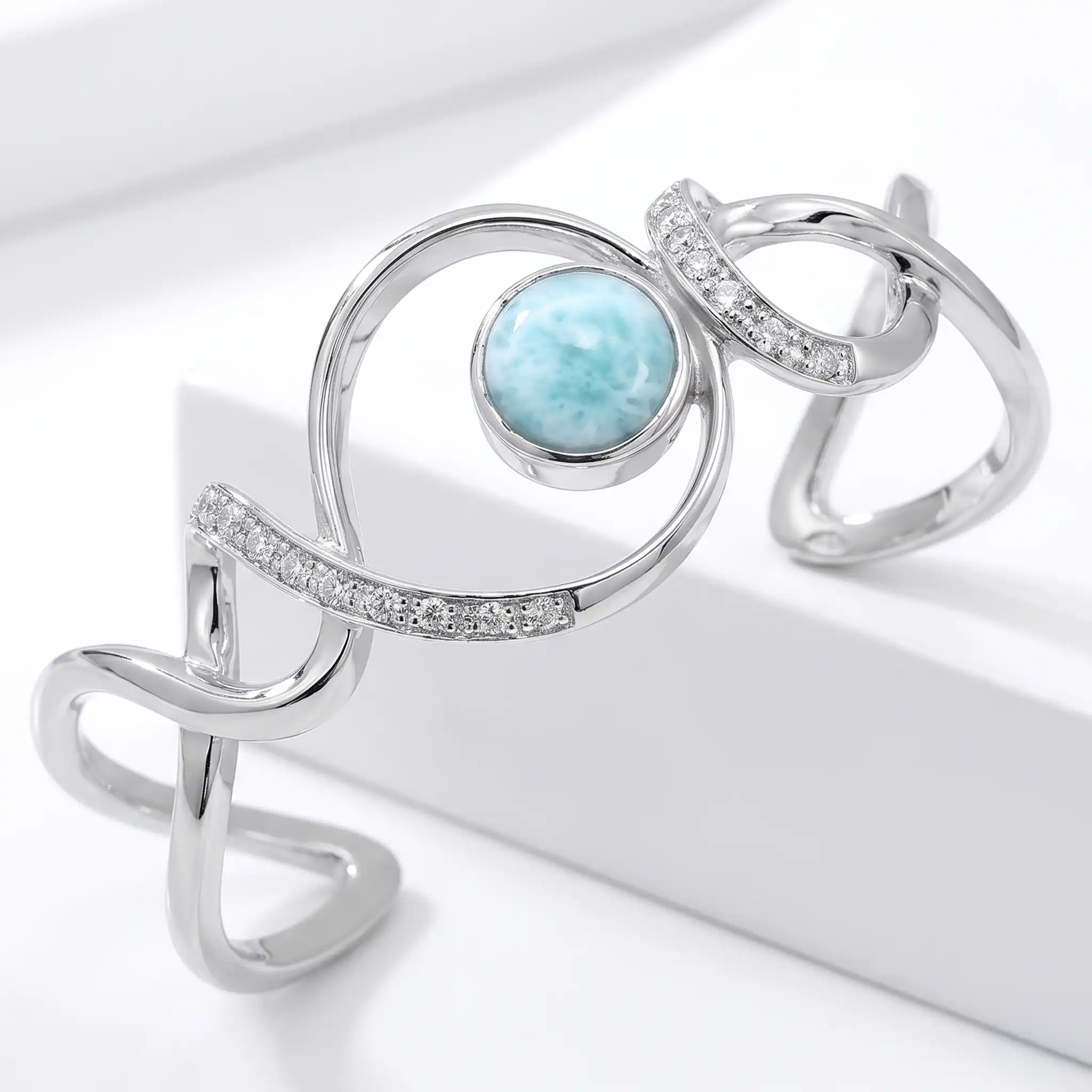 Larimar Dante Sterling Silver Cuff Bracelet