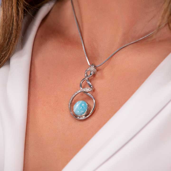 model wearing Fashion Larimar necklace
