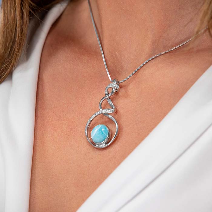 Large larimar necklace on sale