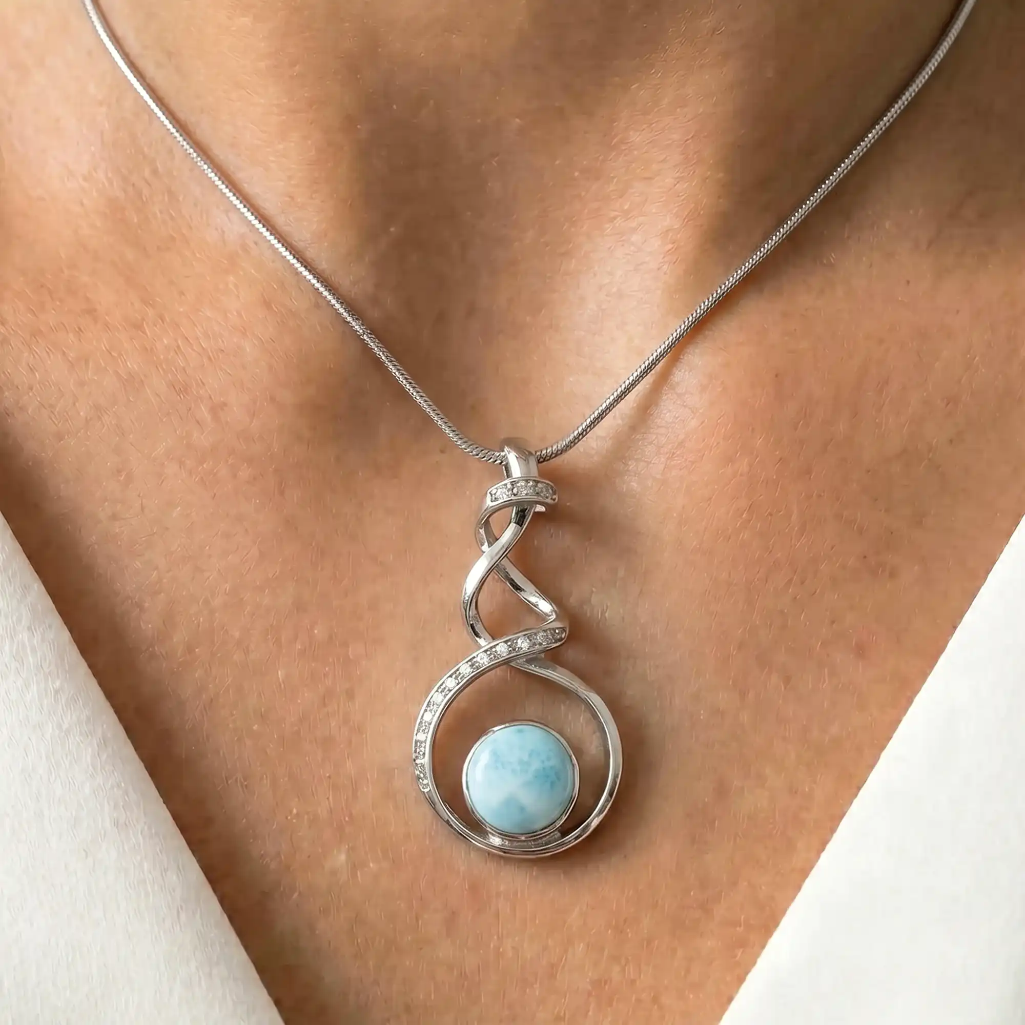 Larimar Dante Petite Sterling Silver Necklaces